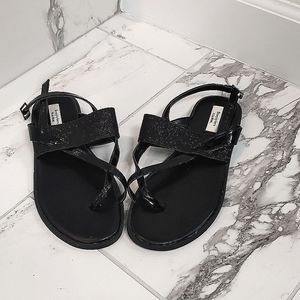 Vera Wang sandals, black with sparkly band size 7